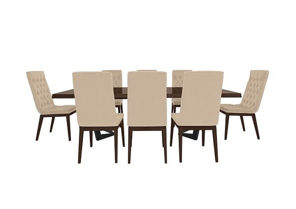 Palazzo 200cm Extending Dining Table in Silver Birch with 4 Capitonne Buttoned Chairs Aquos Cream