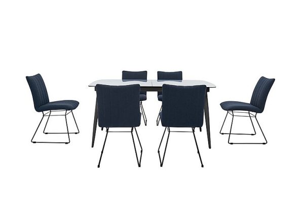 Ace Large Extending Dining Table and 6 Chairs GreyBlue