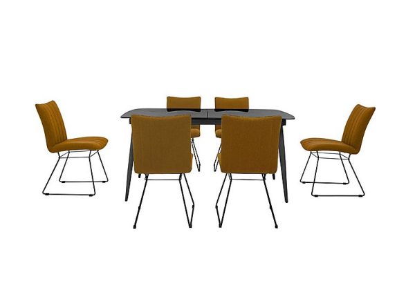 Ace Large Extending Dining Table and 6 Chairs GreyYellow