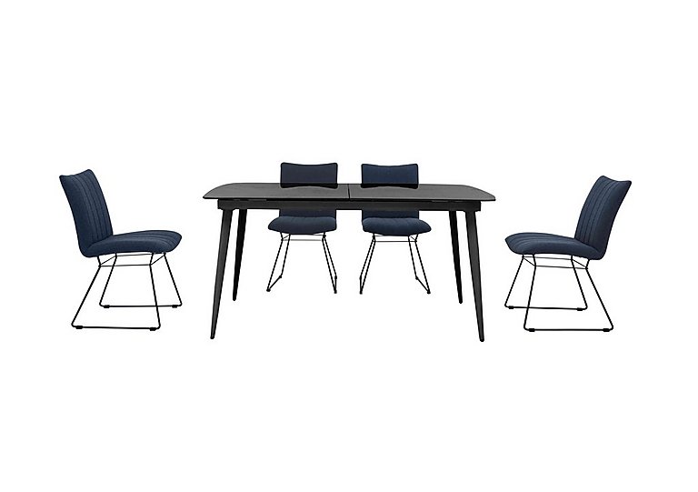 Ace Small Extending Dining Table and 6 Chairs GreyBlue