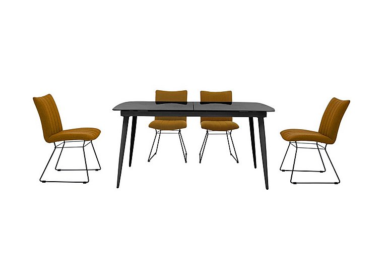 Ace Small Extending Dining Table and 6 Chairs GreyYellow