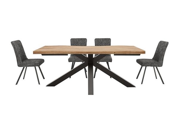 Earth Large Live Edge Dining Table and 4 Chairs Graphite