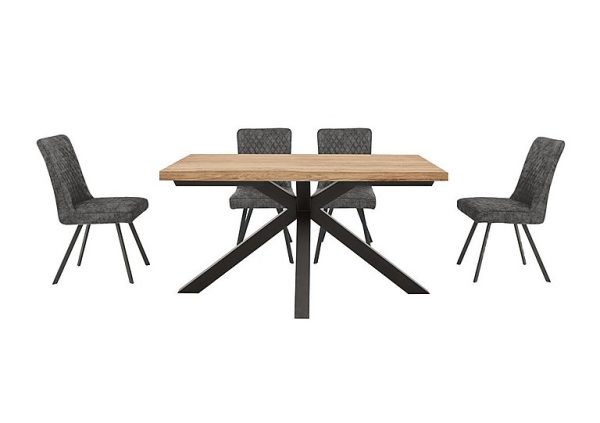 Earth Small Live Edge Dining Table and 4 Chairs Graphite