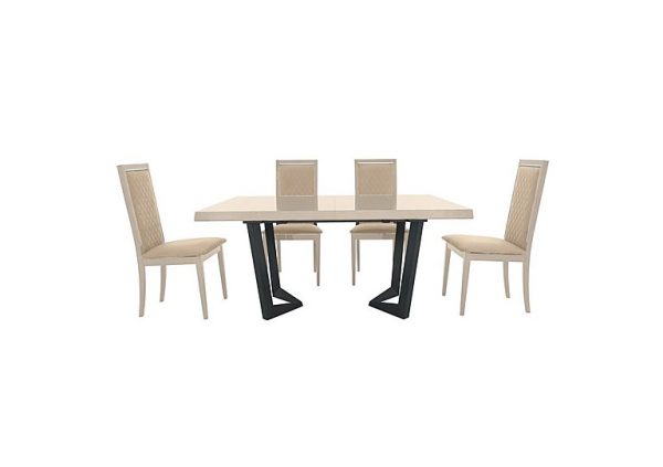 Palazzo 200cm Extending Dining Table in Sand Birch with 4 Rombi Chairs   Aquos Cream