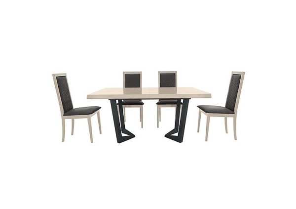 Palazzo 200cm Extending Dining Table in Sand Birch with 4 Rombi Chairs Aquos Dark Grey