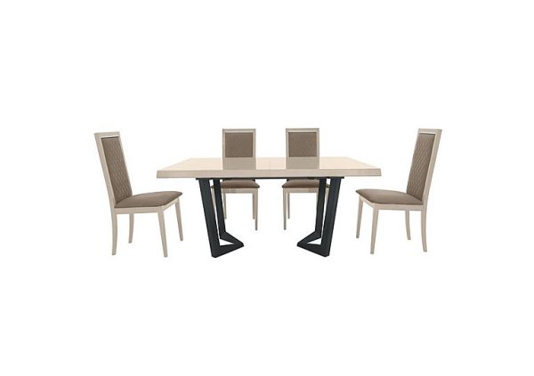 Palazzo 200cm Extending Dining Table in Sand Birch with 4 Rombi Chairs Aquos Taupe