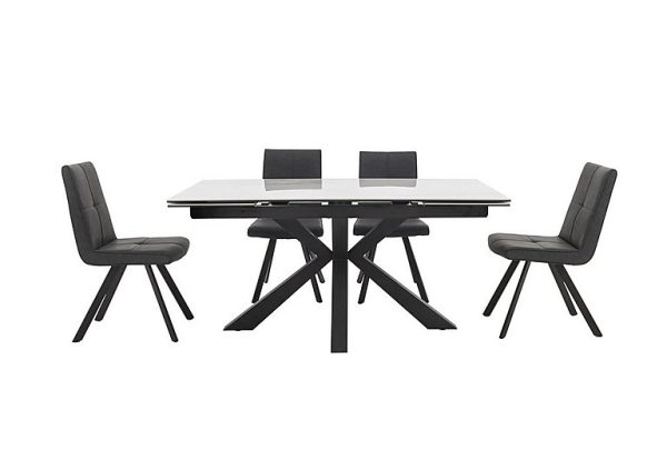 Phoenix Dining Table and 4 Chairs Dark Grey