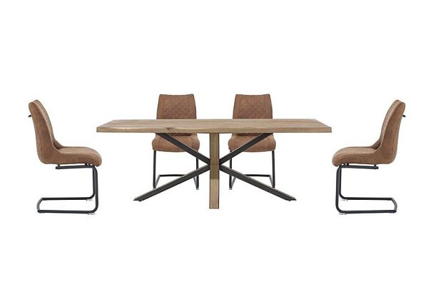 Habufa Detroit Starburst Leg Dining Table and 4 Baltimore Chairs Set 250 cm Cognac