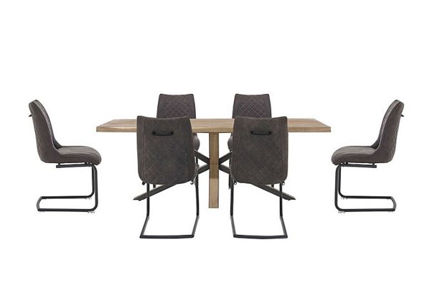 Habufa Detroit Starburst Leg Dining Table and 6 Baltimore Chairs Set 250 cm Anthracite