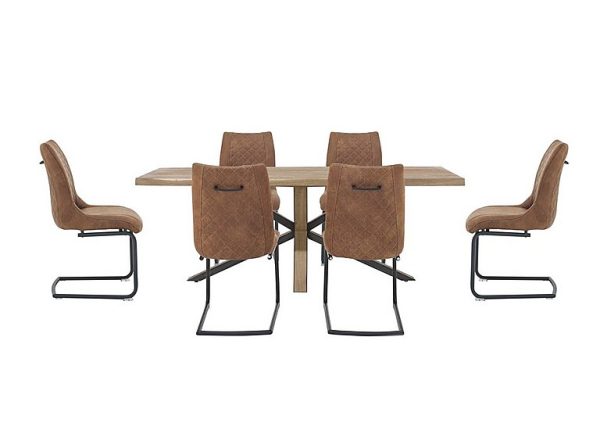 Habufa Detroit Starburst Leg Dining Table and 6 Baltimore Chairs Set 250 cm Cognac