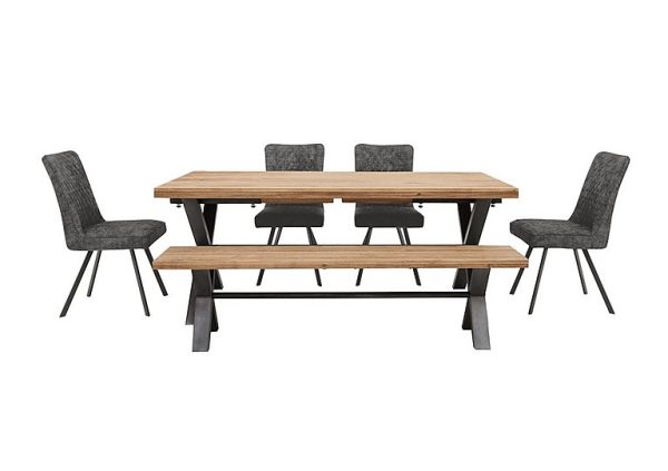 Earth Large Straight Edge Dining Table with a Large Bench and 4 Chairs