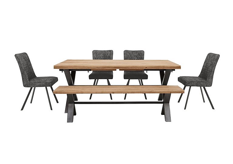 Earth Large Straight Edge Dining Table with a Large Bench and 4 Chairs