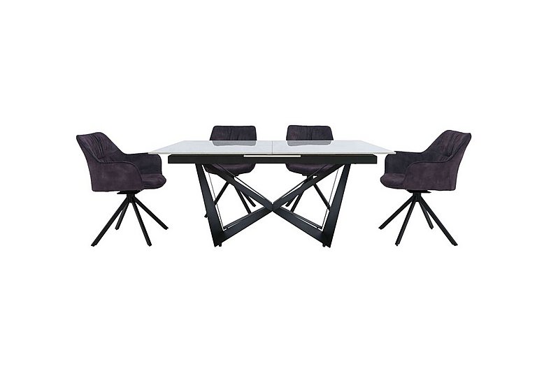 Marvel Black 160 cm Extending Dining Table and 4 Swivel Chairs Charcoal