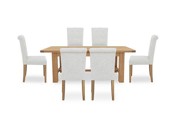 Augusta Large Rectangular Extending Dining Table and 6 Roll Back Upholstered Chairs