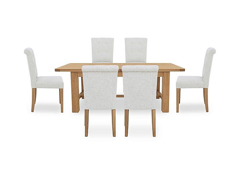 Augusta Large Rectangular Extending Dining Table and 6 Roll Back Upholstered Chairs