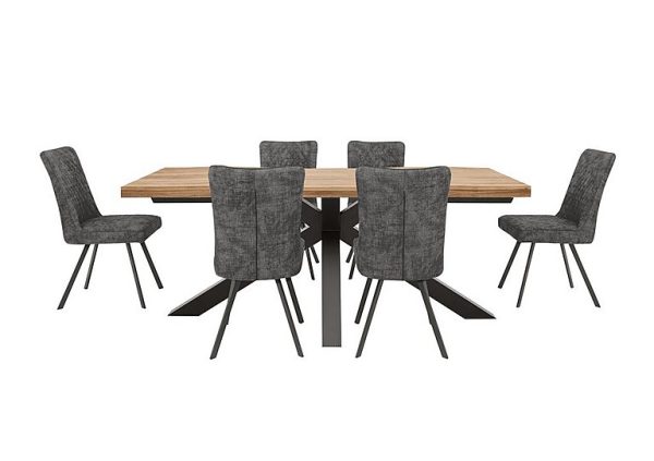 Earth Large Live Edge Dining Table and 6 Chairs Graphite