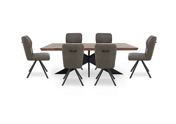 Bodahl Loki Small Dining Table and 6 Steel Swivel Chairs Desert