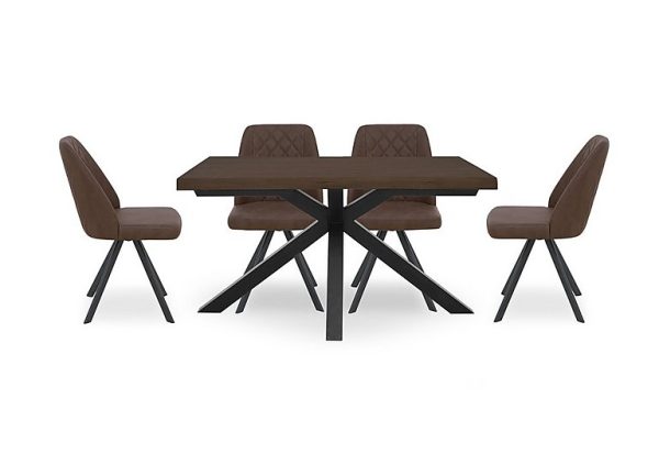 Mars Small Live Edge Dining Table with 4 Faux Leather Swivel Chairs