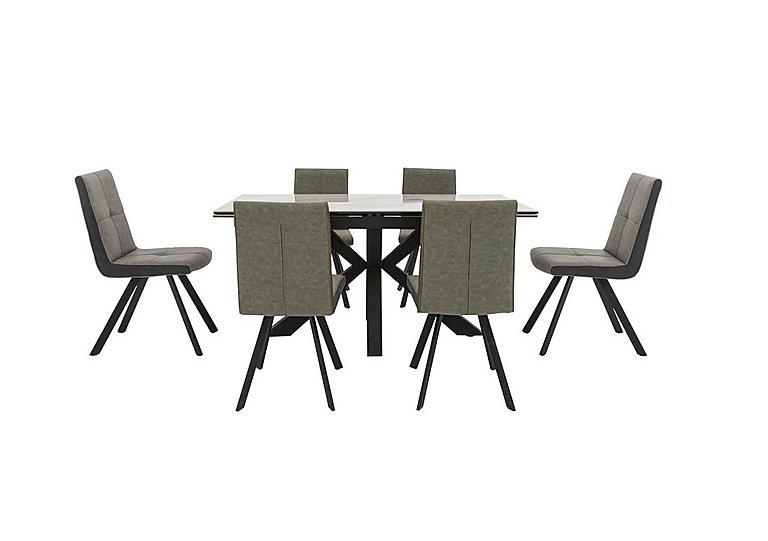 Phoenix Dining Table and 6 Chairs Two Tone