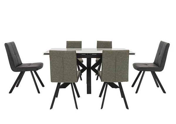 Phoenix Dining Table and 6 Chairs 4 Two Tone and 2 Dark Grey