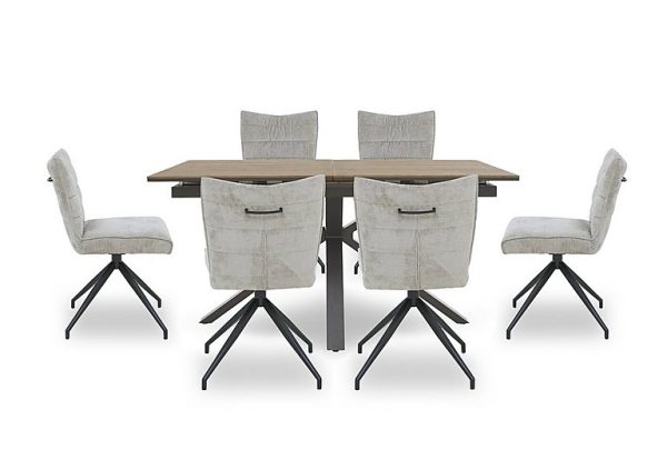 Saturn Pop up Extending Dining Table and 6 Swivel Chairs