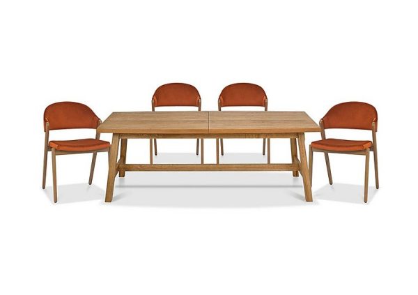 Stratford Large Extending Dining Table with 4 Fabric Chairs