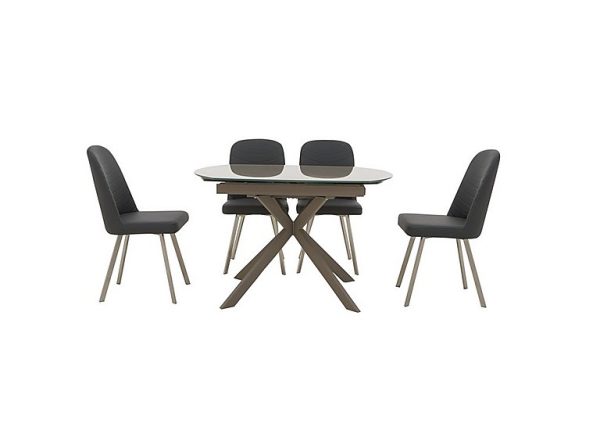 Wizard Extending Cappuccino Dining Table and 4 Grey Chairs