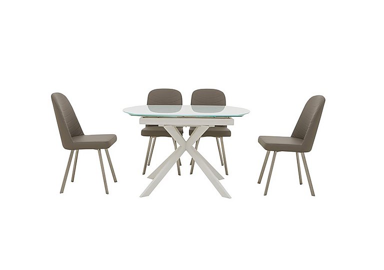 Wizard Extending White Dining Table and 4 Cappuccino Chairs White