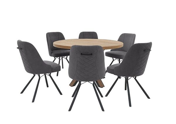 Habufa Detroit Starburst Leg Round Dining Table and 4 Habufa Chairs Anthracite