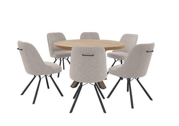 Habufa Detroit Starburst Leg Round Dining Table and 4 Habufa Chairs Light Grey