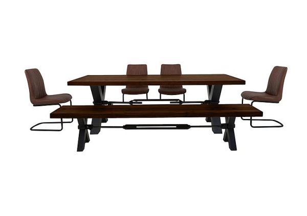 Bodahl Terra Dining Table 4 Cognac Chairs and Bench Set Desert