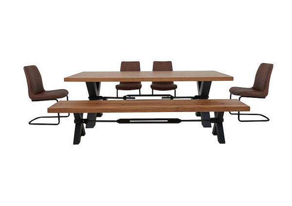 Bodahl Terra Dining Table 4 Cognac Chairs and Bench Set Oiled