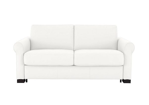 Nicoletti Alcova 2 Seater Leather Sofa Bed with Scroll Arms Botero Bianco