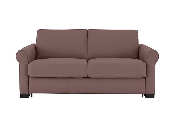 Nicoletti Alcova 2 Seater Leather Sofa Bed with Scroll Arms Botero Cipria