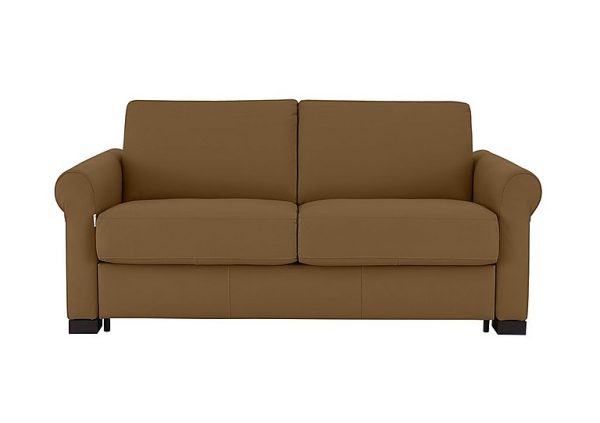 Nicoletti Alcova 2 Seater Leather Sofa Bed with Scroll Arms Botero Cuoio