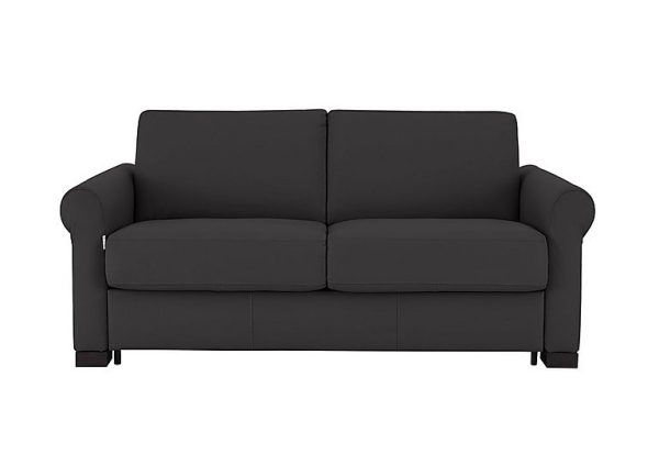 Nicoletti Alcova 2 Seater Leather Sofa Bed with Scroll Arms Botero Nero