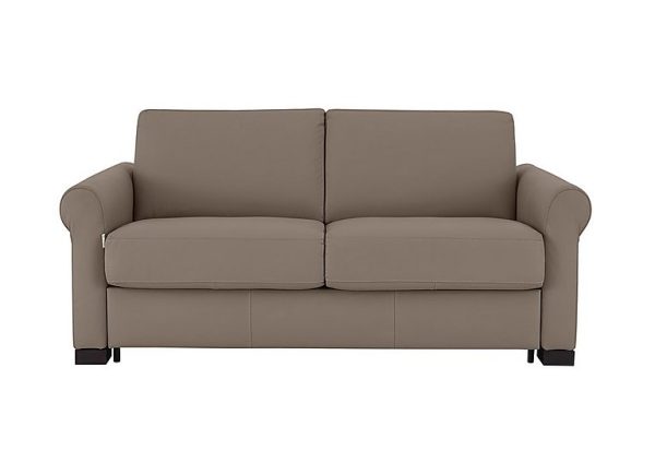 Nicoletti Alcova 2 Seater Leather Sofa Bed with Scroll Arms Botero Taupe