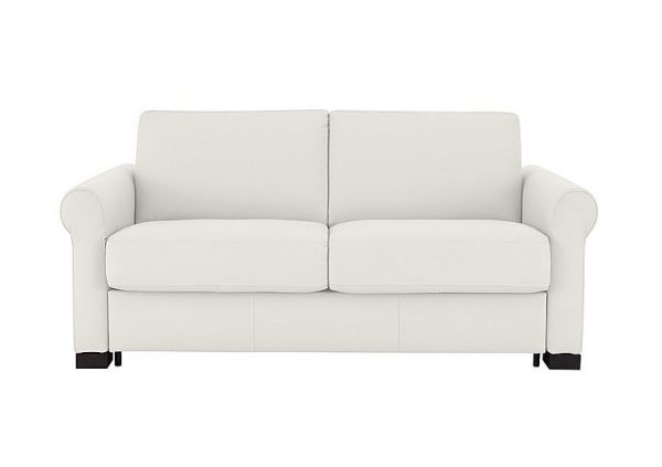 Nicoletti Alcova 2 Seater Leather Sofa Bed with Scroll Arms Dali Bianco