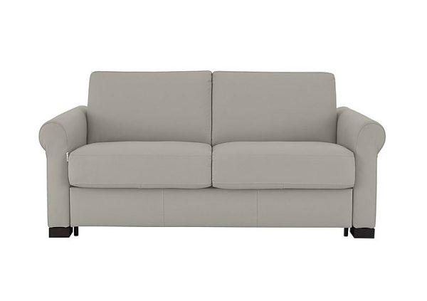 Nicoletti Alcova 2 Seater Leather Sofa Bed with Scroll Arms Dali Tortora