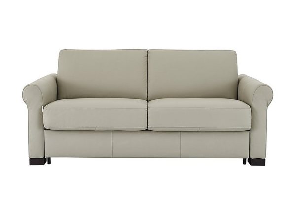 Nicoletti Alcova 2 Seater Leather Sofa Bed with Scroll Arms Torello Tortora