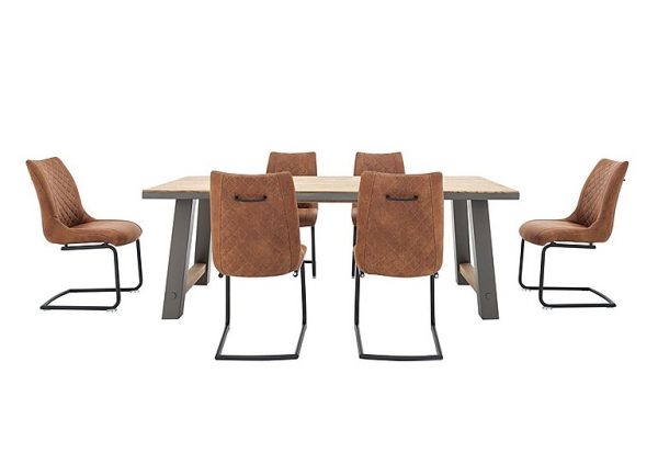 Habufa Baltimore Dining Table and 6 Chairs Set 210 cm Cognac