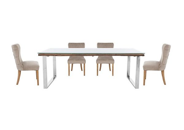 Chennai Dining Table with U Leg Base and 4 Luxe Chairs 180 cm Taupe