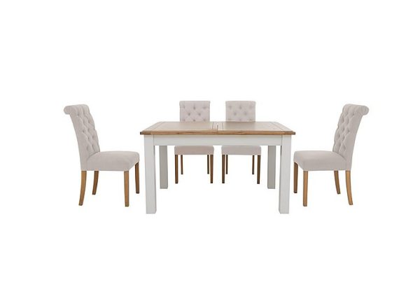 Furnitureland Hamilton Rectangular Extending Dining Table and 4 Button Back Chairs Taupe