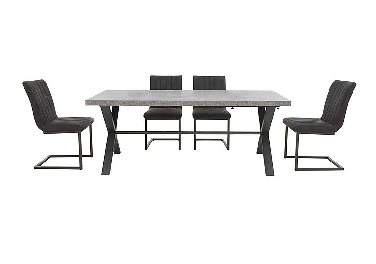 Moon Dining Table and 4 Cantilever Chairs Set 190 cm