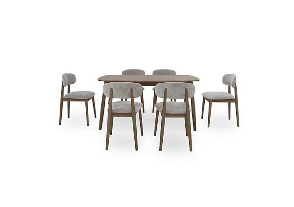 Stockholm Extending Dining Table with 6 Wooden Chairs Dark Oak