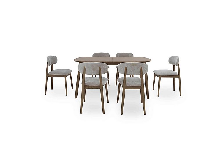 Stockholm Extending Dining Table with 6 Wooden Chairs Dark Oak