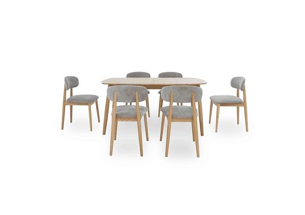 Stockholm Extending Dining Table with 6 Wooden Chairs Light Oak