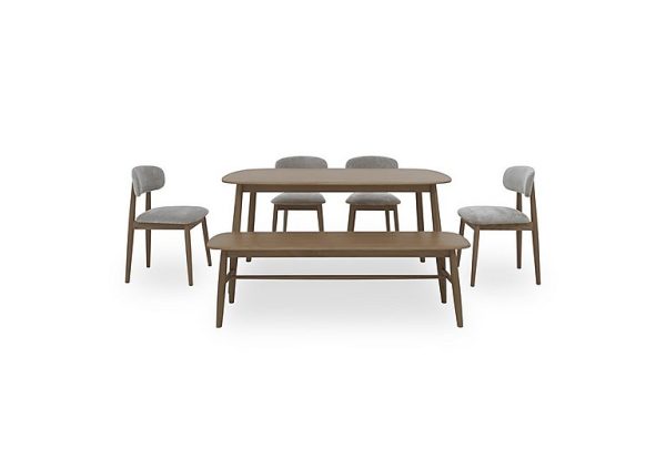 Stockholm Extending Dining Table with 4 Wooden Chairs and a Bench Dark Oak