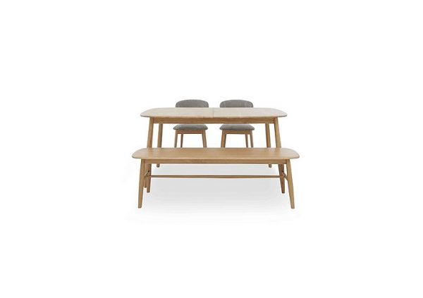 Stockholm Extending Dining Table with 2 Wooden Chairs and a Bench Light Oak