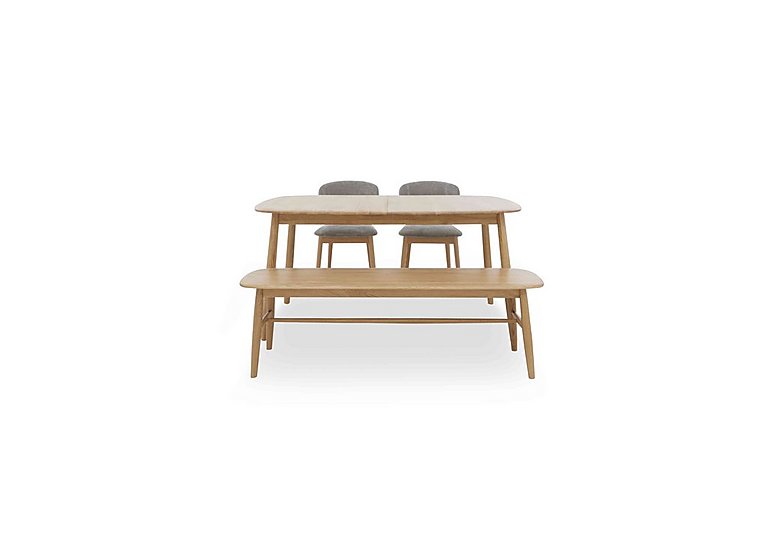 Stockholm Extending Dining Table with 2 Wooden Chairs and a Bench Light Oak